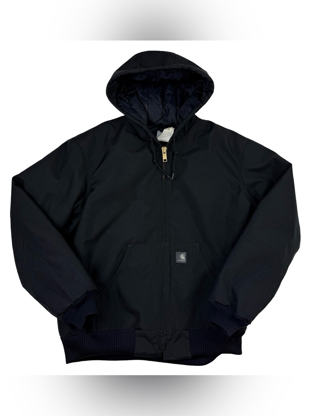 Carhartt J133 Hooded Quilt Lined Bomber Jacket Men’s Size Medium Black Smoke